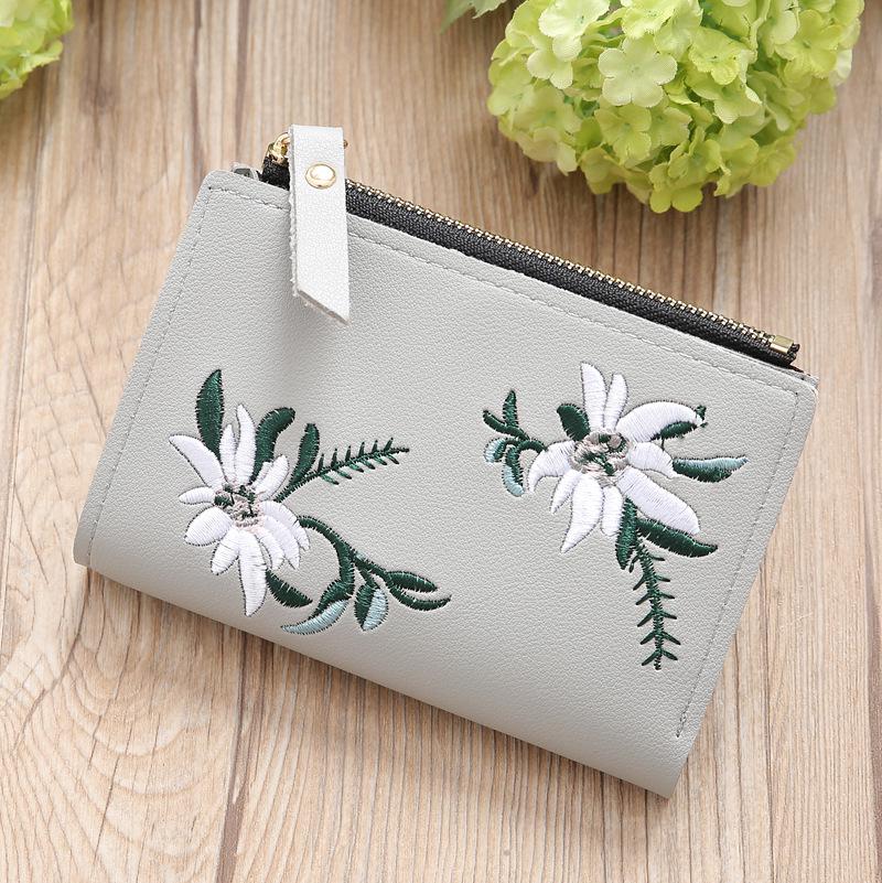 Mini Korean Style Embroidered Women's Zipper Wallet