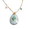 Yhpup 32mm Natural Stone Amazonite Tiger Aventurine Amethyst Drop Pendant Necklace for Women Stainless Steel France Jewelry Gift