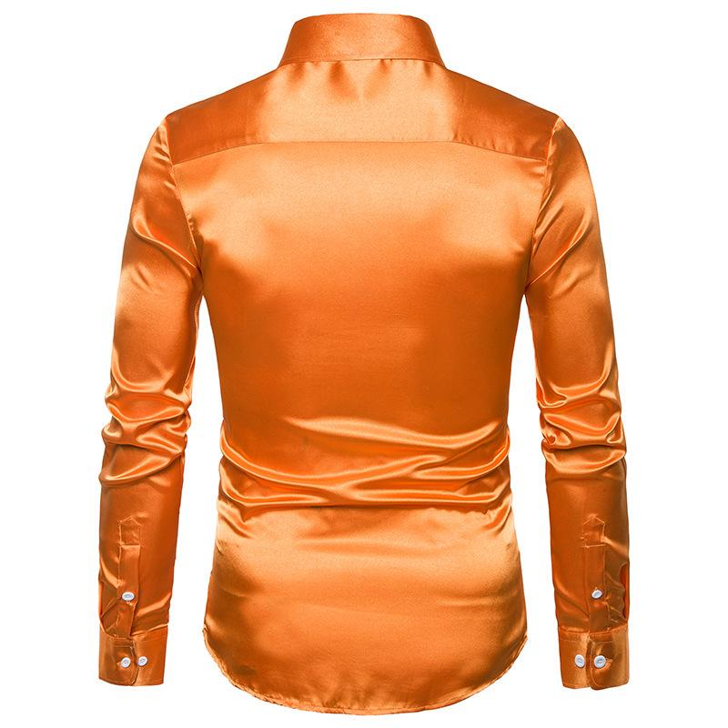 2023 Autumn Men's European Long Sleeve Shiny Casual Shirt