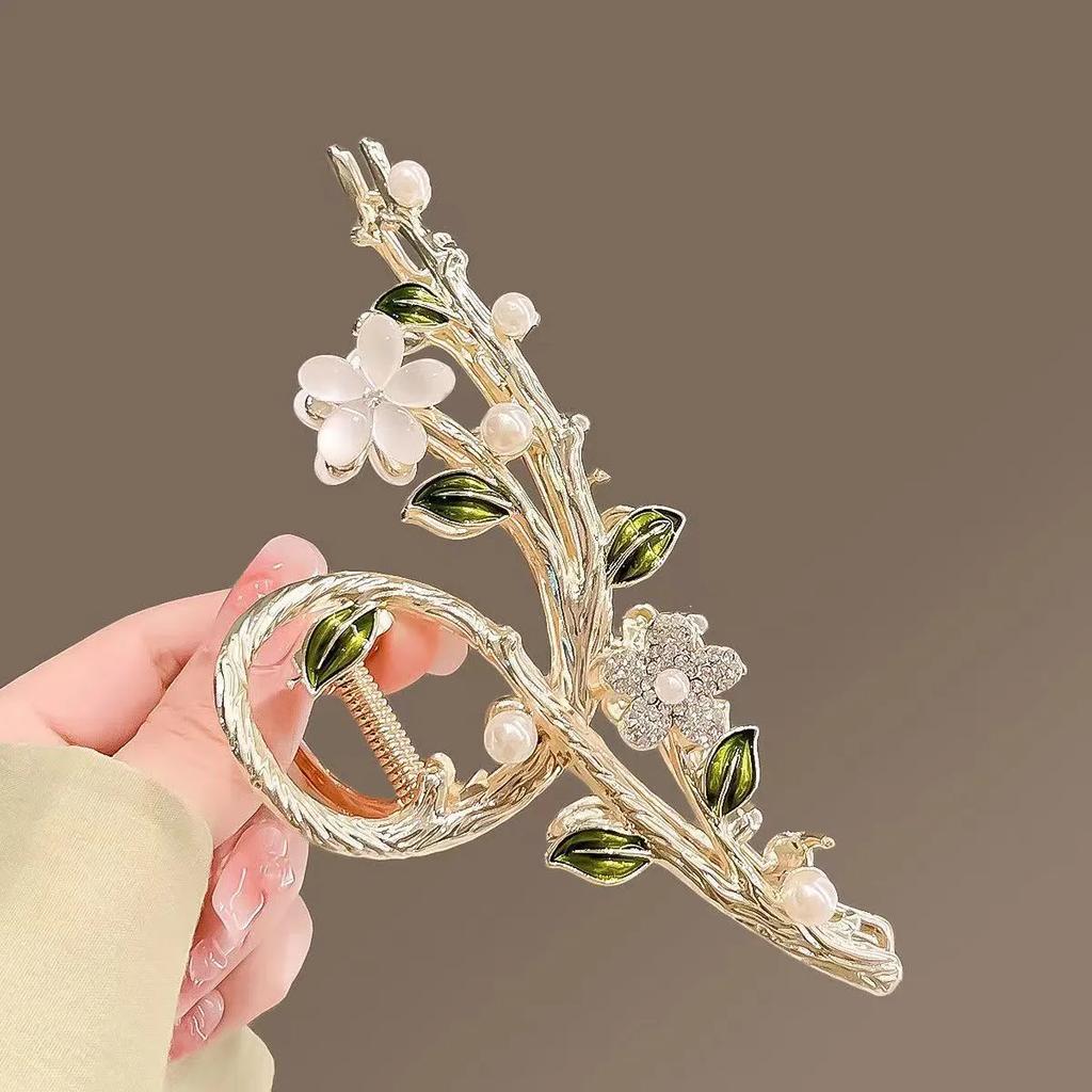 1PC Flower Branches Hair Accessories Female Temperament Hairpin The Back of The Head Large Shark Clamp Excessive Hair Volume and Gripping Clip Hair