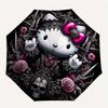 Gothic Hello Kitty Automatic Folding Umbrella-Simple 8-Rib Design, Bright Cartoon Pattern, Durable Iron Frame, Suitable For Travel, Outdoor,