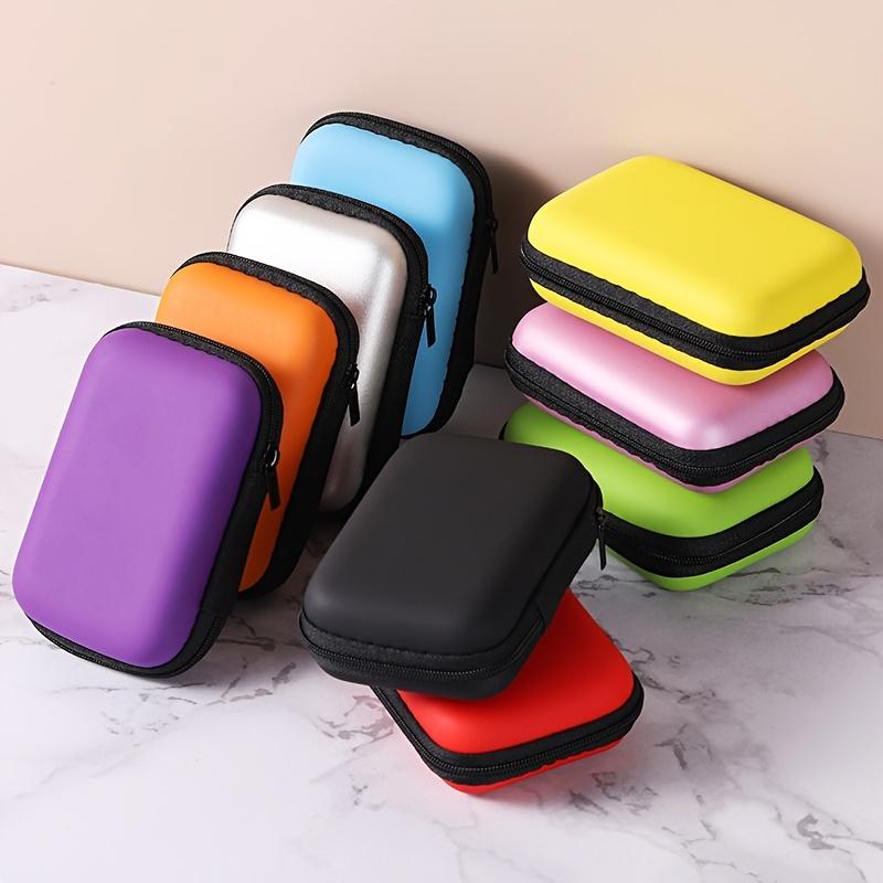 Colorful Portable Earphone and USB Cable Storage Box - Compact Travel Organizer Bag with Zipper, Durable Faux Suede Interior, Versatile Bohemian Style