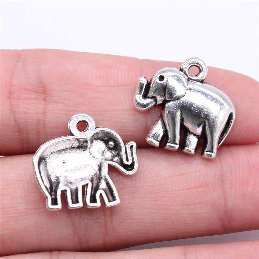 10pcs Elephant Charms For Jewelry Making Tibetan Bronze Silver Color Pendants Antique Jewelry Making DIY Handmade Craft