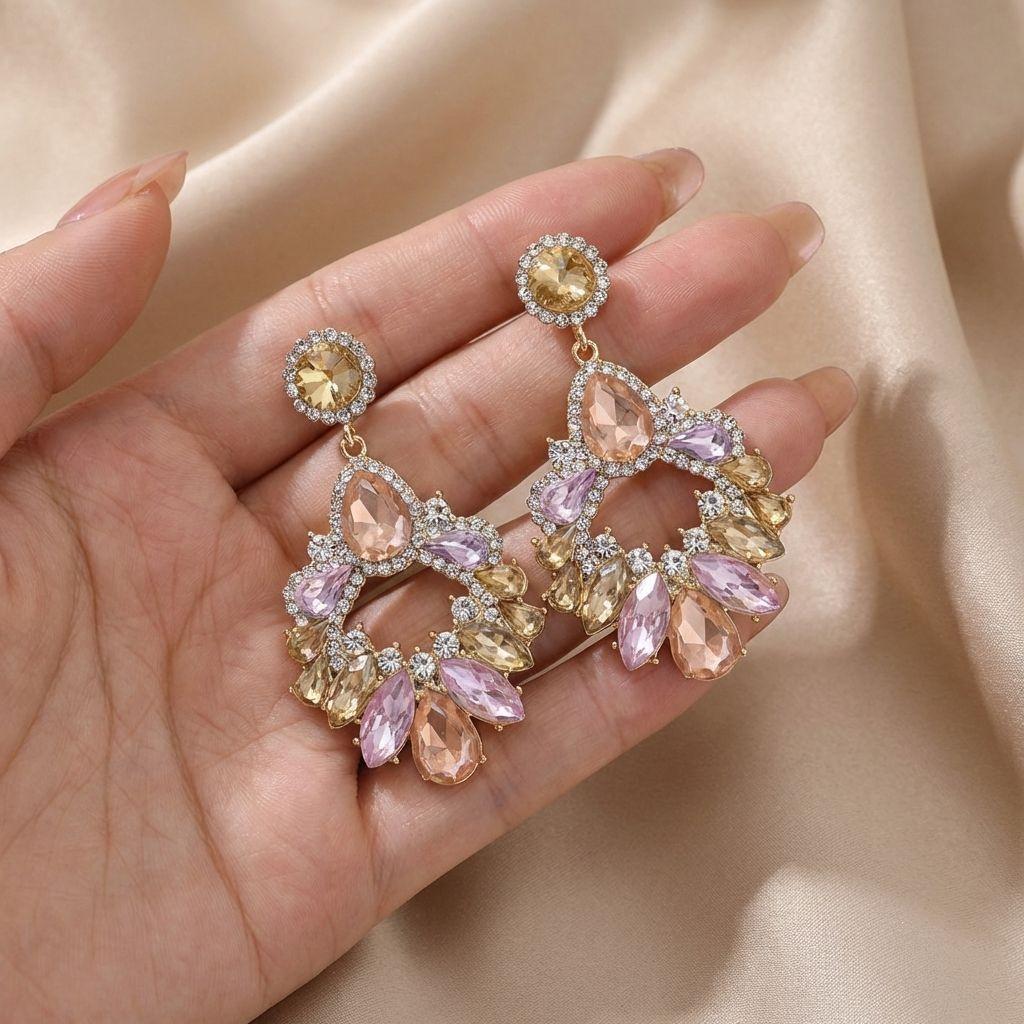 European Luxury Retro Rhinestone Tassel Earrings - Silver Needle French Court Style