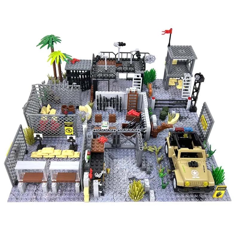 Building Blocks MOC Military Training Camp Outpost Shooting Range DIY Assembly Assembling Small Particle Building Blocks Scene