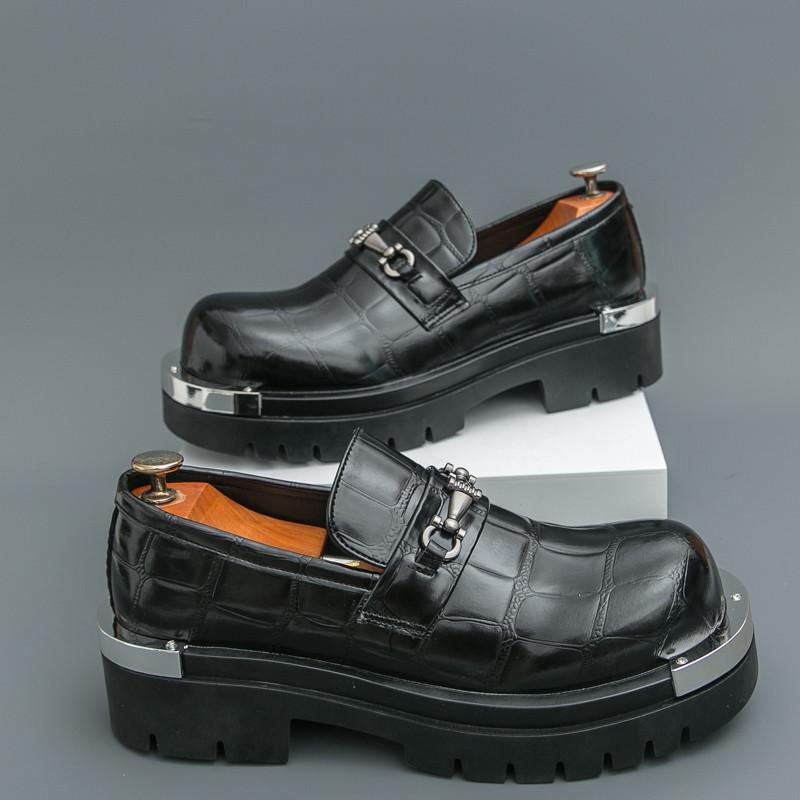 Designer Schwarz Braun Höhenerhöhende Lackleder Freizeitschuhe Herren Alligatormuster Loafer Formell Hochzeitskleid Heimkehr