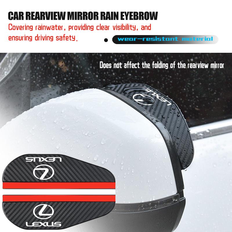 For Lexus 2PCS Car Rearview Mirror Rain Eyebrow Sticker Auto Accessories RX350 IS250 IS200 GS300 LX570 RC350 UX250h ES350