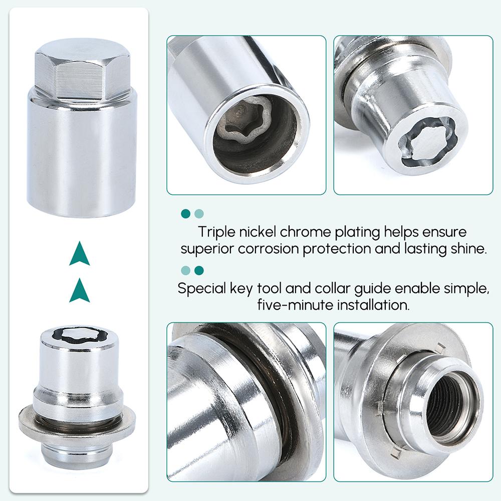 4Nuts+1Key Anti-theft 33MM Height Wheel Lock Lug Nuts Set M12 x 1.5 For 01-23 Toyota Lexus 00276-00900 0027600900 PT27648100