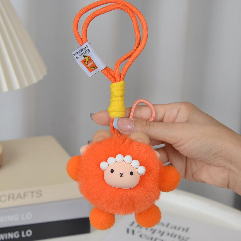 Plush Sheep Fluffy Bag Charm Cute Keychain for Car Keys and Decoration