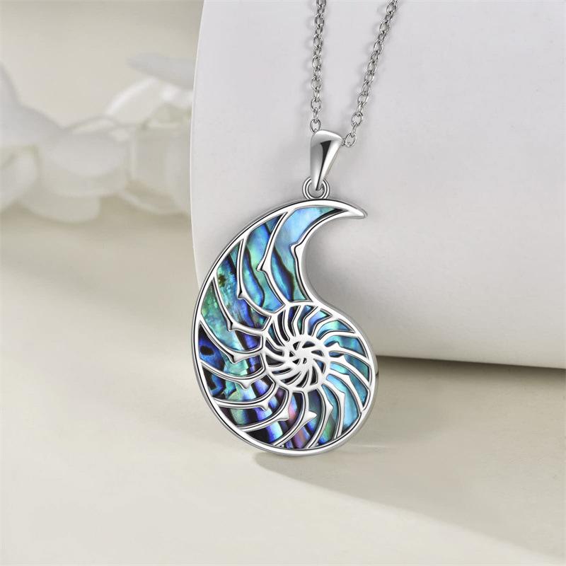 Trendy Simple Necklace Blue Shell Hollow Design Necklace Pendant 60CM