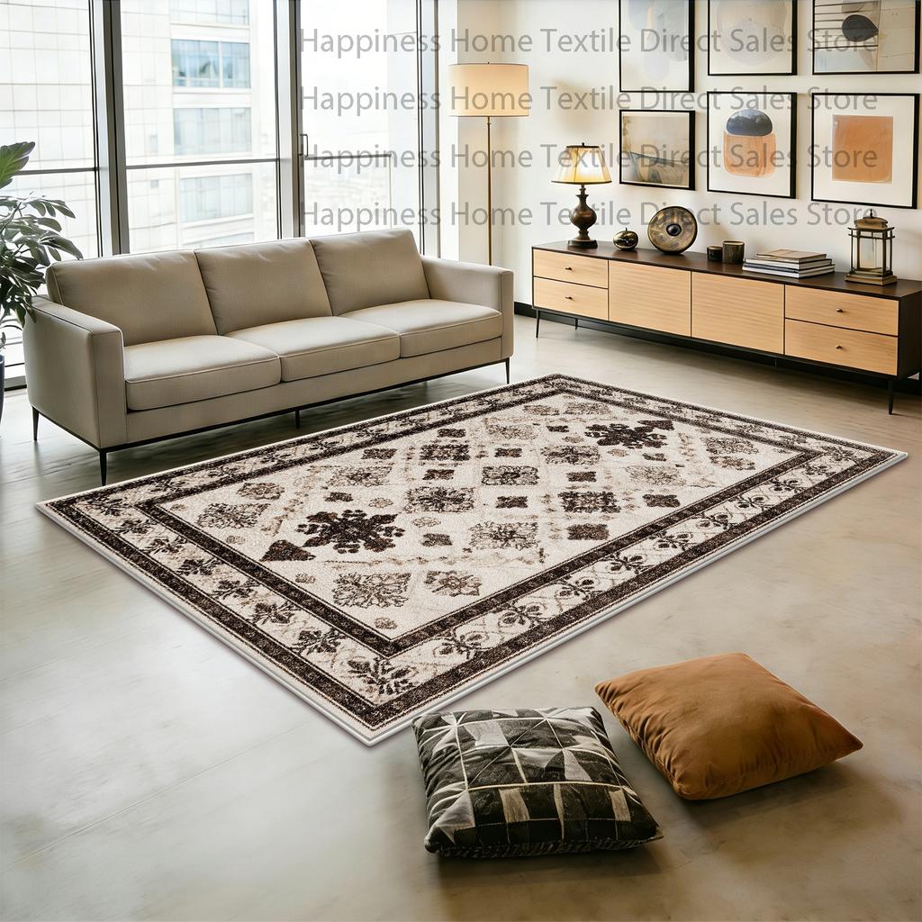 Persian Retro Brown Large Living Room Carpet Decoration Bedroom Soft Fluffy Sofa Floor Mats Washable Antiskid Dining Room Rug