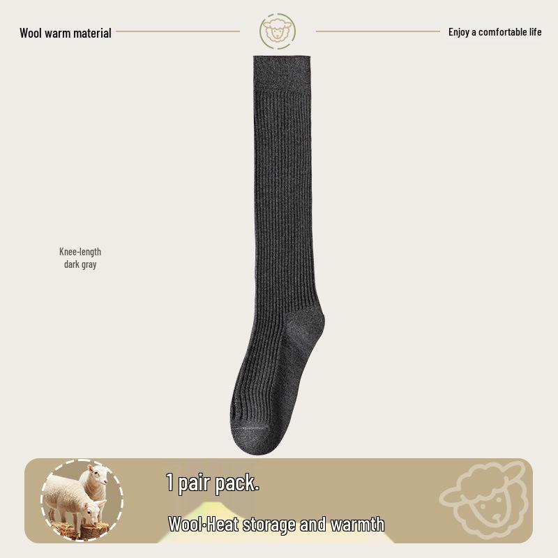 Wool Over-the-Knee Stripe Socks - Slim, Warm, Thigh-Length for Autumn & Winter