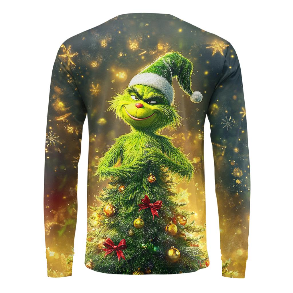 Men's Fashion Printed V-Neck Casual Long-Sleeved T-Shirt Bottoming Shirt Top