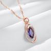 Unusual Shiny Purple Natural Zircon Pendant Necklace For Women Luxury  Rose Gold Color Wedding Party Daily Fine Jewelry
