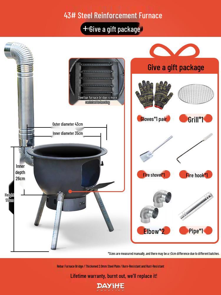 Portable Firewood Stove for Outdoor Cooking & Heating