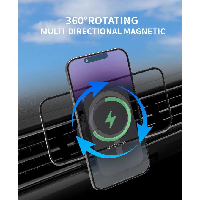 15W Wireless Fast Car Charger 360° Rotation Fast Charging Super Explosion-Proof Universal Car Mount Magnetic Wireless Charger
