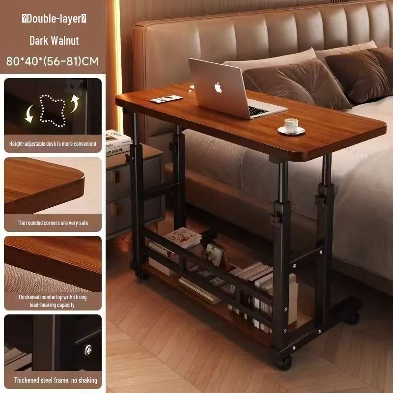 Adjustable Multi-Layer Bookshelf & Movable Laptop Table with Wheels