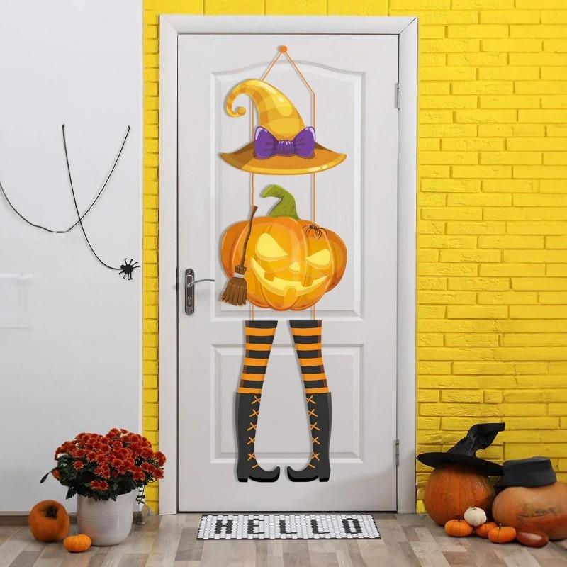 Halloween Dynia Wiszący Znak Straszny Wiedźma Nietoperz Cukierek albo psikus Baner Dekoracja Drzwi Przednich Dekoracje Imprezowe
