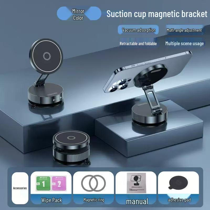 K5S Magnetic Wireless Car Charger & 360° Rotating Phone Holder with Suction Cup