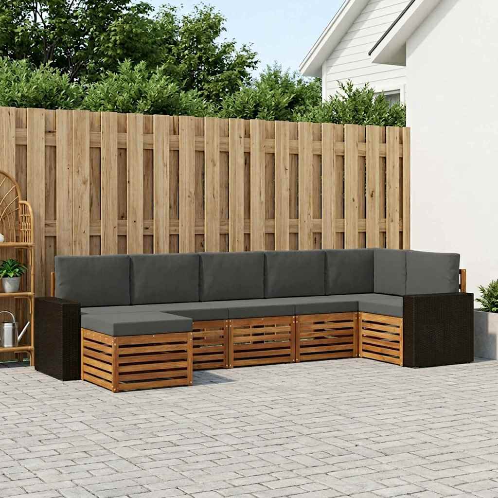 Corner Sofa Set 7 Pcs Natural and Anthracite Solid Acacia Wood