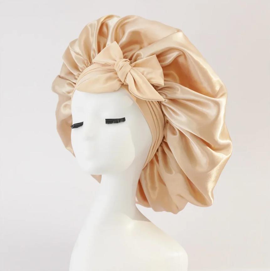 New Silk Bonnet For Sleeping Women Satin Bonnet Hair Bonnet Night Sleep Cap Scarf Wrap For Curly Hair With Tie Band For CurlyHat