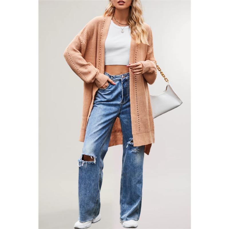 

Женский зимний и осенний новый свитер однотонный свободный вязаный кардиган с карманами куртка XL