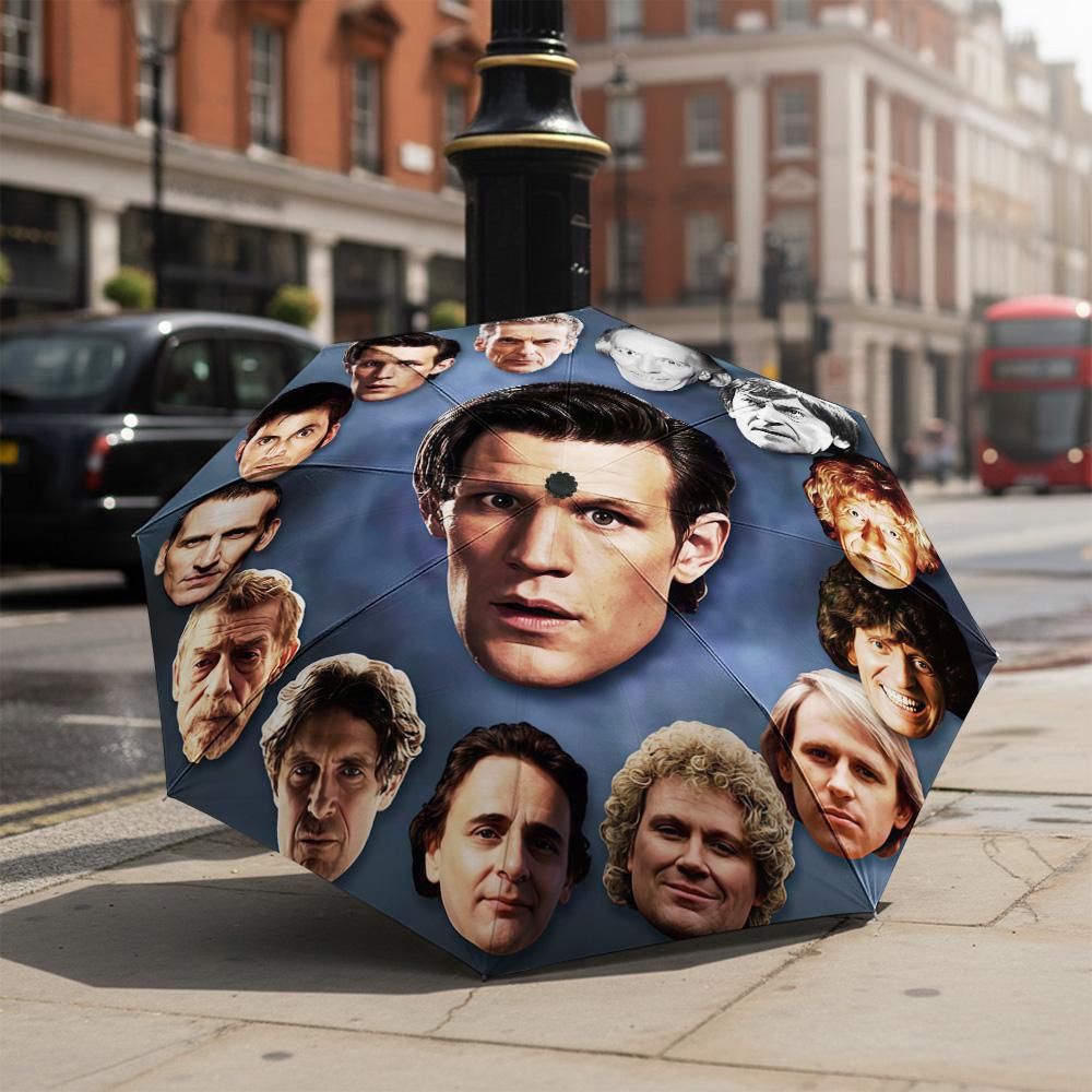 1 PC Automatic Folding Umbrella-Doctor Who Pattern, Portable & Foldable Design with 8 Ribs, Christmas Birthday Gifts