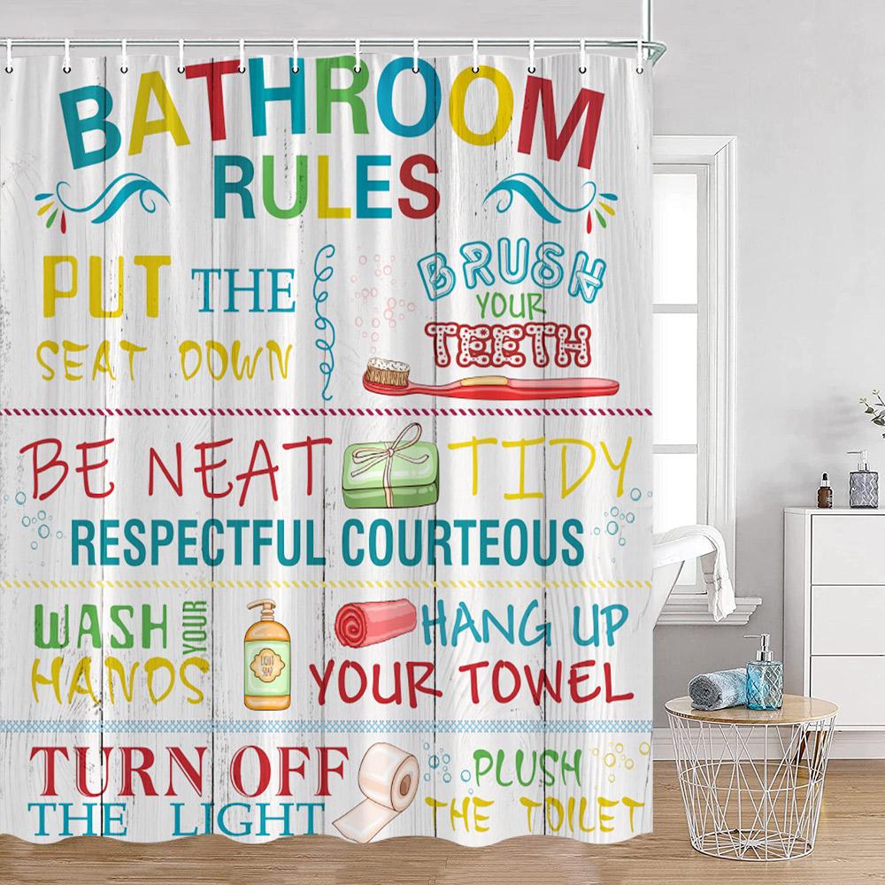 Motivational Words Simple Art Shower Curtains Bathroom Rules Bath Curtain Trust Life Bathroom Curtain Hello Summer Bath Curtain
