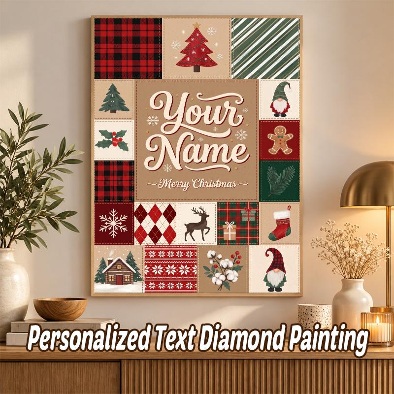 Christmas Custom Name Text 5D Diamond Painting Kit DIY Full Drill Diamond Art Decoration