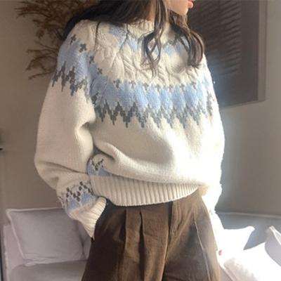 Mode Druck Casual Pullover Pullover Frauen Herbst Neue Faul Stil Langarm Gestrickte Pullover Frauen Elegante Dünne Weiche Warme Winter Jumper Tops 25645