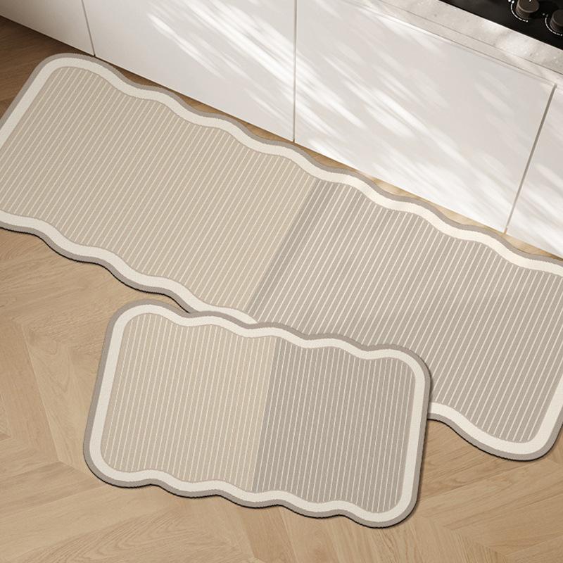 Diatom Mud Kitchen Floor Mat Dirt-resistant Anti-slip Mat Wasabi Wind Absorbing Quick-drying Foot Mat Long Two-piece Set