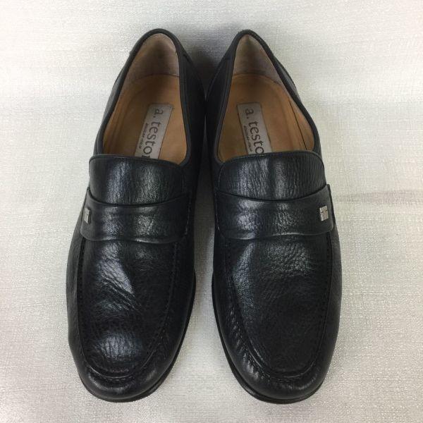 a.testoni Made in Italy Vintage Coin Loafer Leather Slip-on Shoes Black size 7 25.5 Men's(USED)