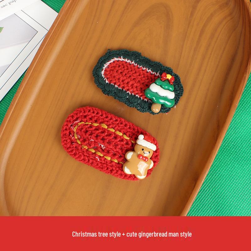 Handmade Knitted Christmas Hair Clips: Cute Santa Claus & Snowman Accessories for Adults and Kids