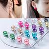 Women's 12 Pair Ear Stud Faux Pearl Round Ball Earrings Set Eardrop Multi-color