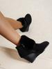 Fashion Aphixta Black Wedge Heel Modern Boots Soft Furry Ankle Boots Women Winter Boot Buckle Shoes Botas Mujer Botines Big Size 43