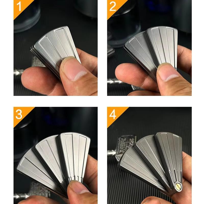Metal Edc Fingertip Folding Fan Pressure Reducing Push Card Mechanical Coin Toy Anti Stress Relief Sensory Fidget Toy For Adults