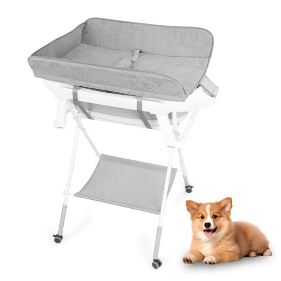 2 in 1 Hunde-Badewanne Hundewaschstation Faltbare Haustier-Badewanne zum Baden und Pflegen Zusammenklappbare Tragbare Dusch-Badewanne für Kleine Hunde Katzen Haustier