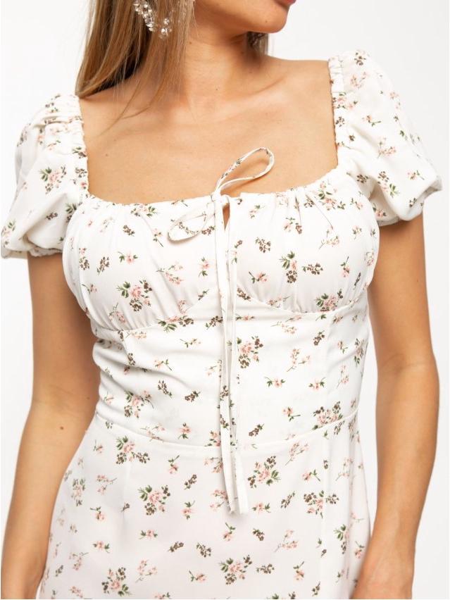 Women's Summer Floral Puff Sleeve Halter Dress with Square Neck