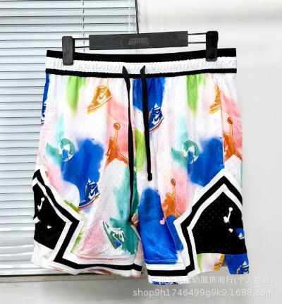 New 2026 summer loose and quick-drying men's AJ basketball shorts printed trendy sports casual pants source wholesale