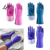 Thickened Rubber Cleaning Gloves PVC Gloves Lining Dishwashing Fleece with Warm Durable for Waterproof Anti-Slip Housework Winter Kitchen Laundry