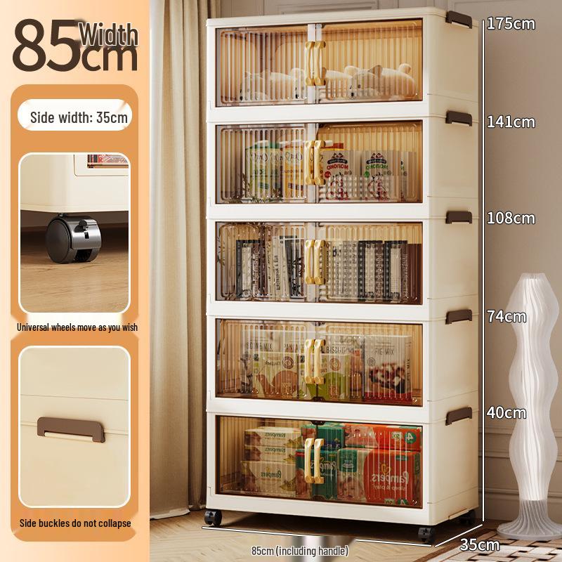 No-Install Multi-Layer Storage Cabinet for Baby & Kids - Folding Plastic Wardrobe & Snack Shelf