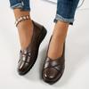 Large Size Popular Minimalist Metal Badge Decoration, Lightweight, Comfortable, Fashionable and Versatile Women's Flat Loafers
