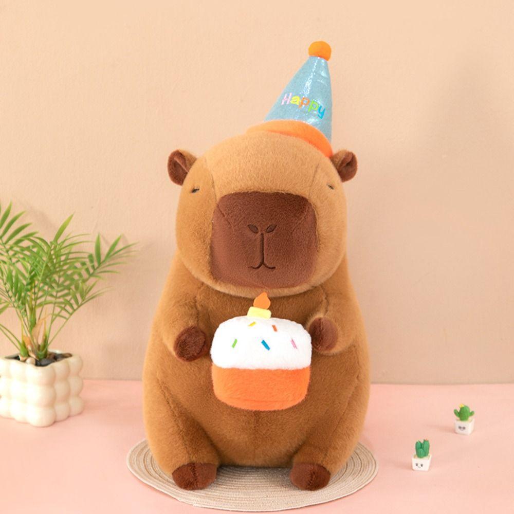 PP Cotton Capybara Plush Toys Happy Birthday Hat Capibara Anime Stuffed Doll  Home Decor Gifts