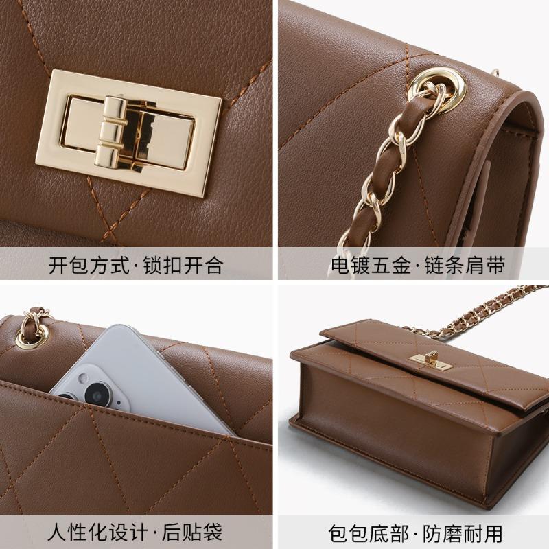 New Leather Niche Retro High-end Diamond Chain Underarm Bag Shoulder Messenger Bag Bag