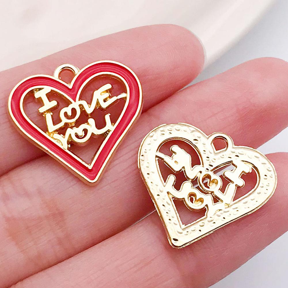 Red And Love Heart Peach Jewellery Accessories Diy Bracelet Keychain Necklace Pendant Alloy Oil Drop