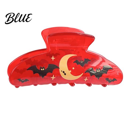 Dark Style Hair Accessory Claw for Women Halloween Themed Clip with Pumpkins Bats Multi-hair Bundle Skeletons Prints Transparent Acrylic Shark Claw,