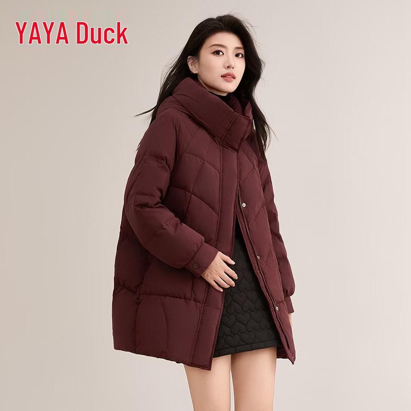 YAYA Women's Mid-length Hooded Duck Down Jacket