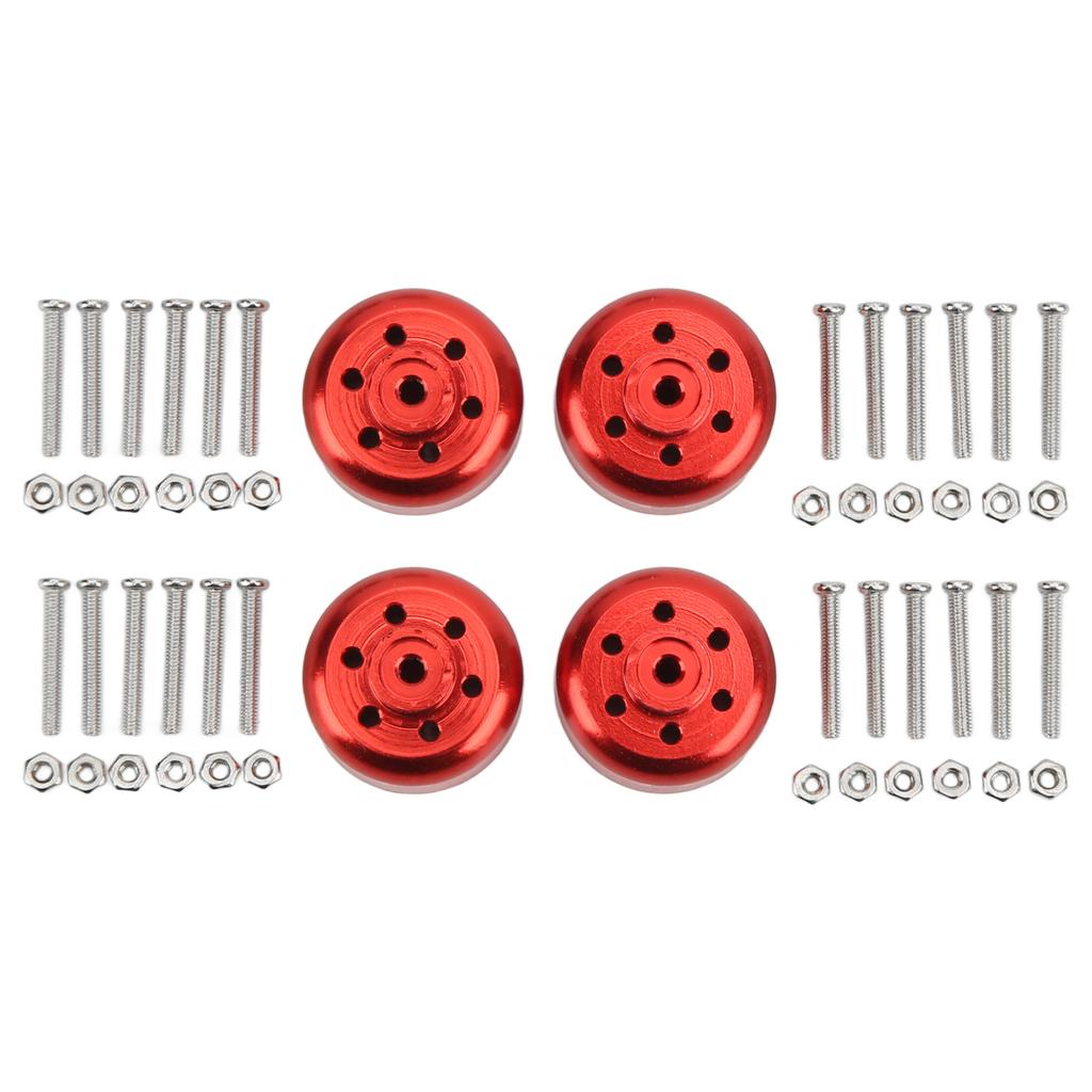 4WD Rubber Tires Aluminum Alloy Wheel Hub for WPL C14 C24 B14 B24 B16 B36 1/16 RC Car Upgrade PartRed