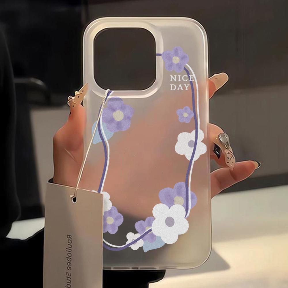 Applicable To iPhone17ProMax Small Fresh Purple Flower Vine Apple 17 Matte Mobile Phone Case 16/15 Anti-drop 14