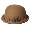 Autumn and winter new woolen hat female elegance flower temperament small edge top hat outdoor travel versatile thermal basin hat